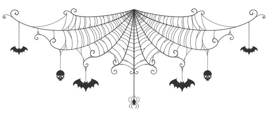 Wall Mural - spider web on white vector eps