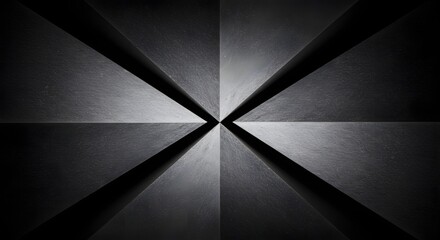 Poster - Abstract monochrome pattern featuring converging lines and geometric shapes in dark and light tones
