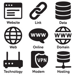 Internet icon set vector
