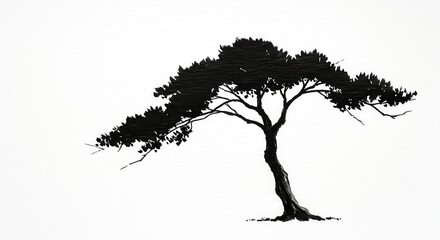  Solitary Silhouette: An artistic, monochromatic tree stands tall against a simple backdrop. This image embodies a moment of serenity.