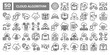 © pojok_d - Cloud algorithm icons collection set covering computing, networking, data transfer, storage, and security. Ideal for tech presentations, cloud services, and IT infrastructure visuals.