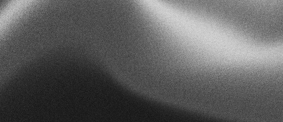 Gray white grainy gradient texture background, abstract monochrome noise retro backdrop poster wide banner design, copy space