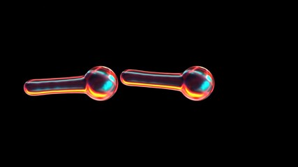 Poster - Seamless animation of glowing shapes rotate against black background 