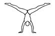 © Sanot - Minimalist single line drawing a person doing a handstand with legs apart human figure
