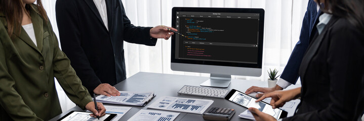 Software development programming on computer screen for brisk application and program coding