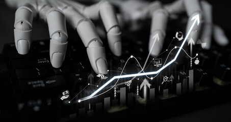 Poster - AI artificial intelligence powers business growth with predictive planning tools, innovation roadmaps, and smart virtual assistants to guide success by 2025. Latch