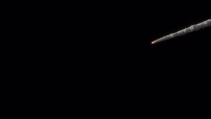 Wall Mural - distant meteor 005 coming in from space and flying toward earth impact, 4k 24p, alpha channel for tr