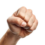 Close-up of a man's clenched fist on a transparent background. background removed