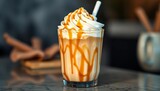 Iced coffee with whipped cream, coffee-milk drizzle,  drink,  caffeine
