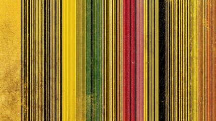 Poster - A colorful striped pattern with gold and black stripes. The colors are bright and vibrant, creating a lively and energetic mood. The pattern seems to be made up of various shades of yellow, green