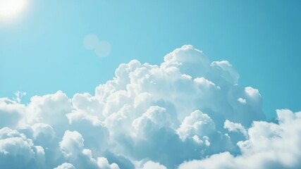 Wall Mural - a plane soaring through a blue and fluffy cloud-filled sky