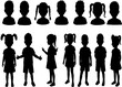 © Mohamed - Kids silhouettes set. Collection of vector silhouettes of boys and girls. Young children and teenagers with a variety of hairstyles. Isolated black silhouette. Vector illustration
