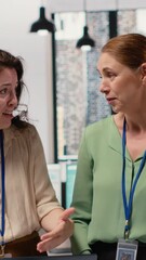 Poster - Vertical Video Powerful team of professional women meets in the boardroom to align goals and discuss insights of a multinational company, driving success through collaborative development and strategy
