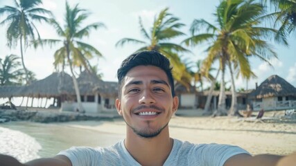 Wall Mural - a person capturing a moment on their phone on a sunny beach