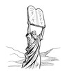 © Aisha Kudorova - moses holding the ten commandments on mount sinai biblical art vector black illustration shape for laser cutting and engraving