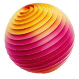 Abstract 3d sphere with swirling colorful layers of pink and yellow isolated on transparent background