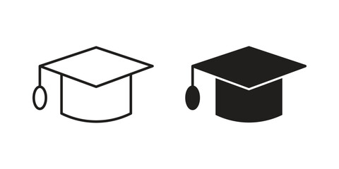 Graduation cap icon elements. doodle graphics icons.