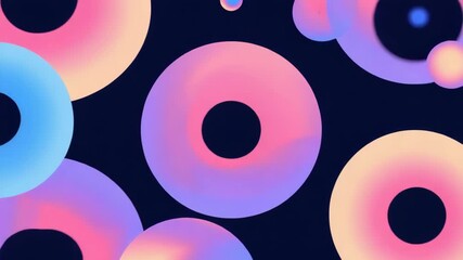 Wall Mural - intertwined gradient rings in vibrant colors form an abstract pattern against a dark background, cre