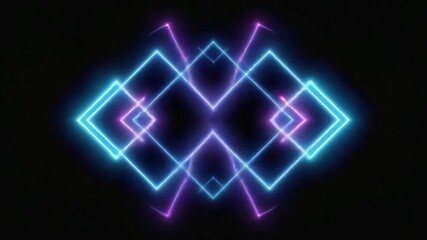 Wall Mural - bright neon lights forming a captivating rhombus shape, with a smaller rhombus inside, create a mesm