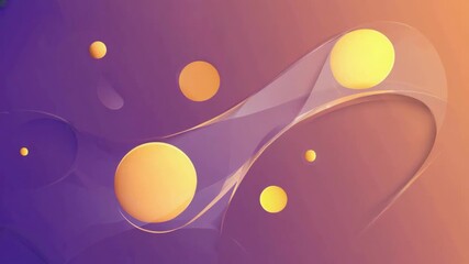 Wall Mural - smooth, translucent shapes flow across a gradient background, accompanied by floating spheres, creat