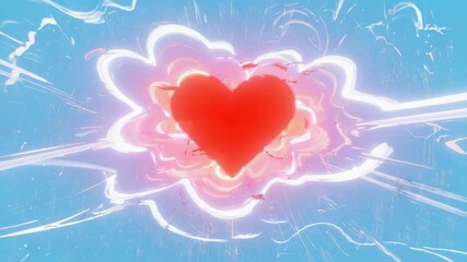 Wall Mural - red heart surrounded by glowing and swirling lines creating an abstract and vibrant background, idea