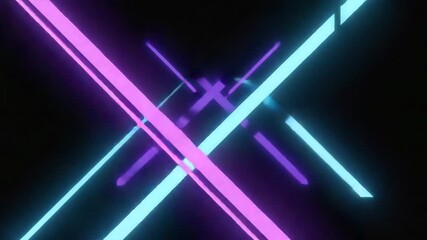 Wall Mural - two vibrant purple neon lights are intersecting, forming a luminous x against a dark backdrop, creat