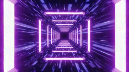 Wall Mural - illuminating a dark tunnel, vibrant purple neon lights create a mesmerizing and futuristic pathway, 