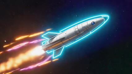 Wall Mural - rocket ship is propelled through the vast expanse of outer space, leaving a vibrant trail of exhaust