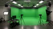© Firman Dasmir - Professional chroma key studio setup with cameras, lights, and editing station