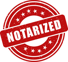 notarized red stamp, stamp round style