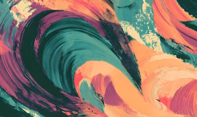 Wall Mural - album cover with vibrant abstract energy, swirling warm tones, with hints of turquoise or emerald. a