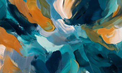 Wall Mural - album cover with vibrant abstract energy, swirling warm tones, with hints of turquoise or emerald. a