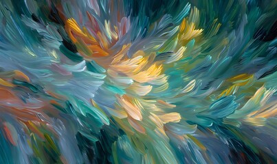 Wall Mural - album cover with vibrant abstract energy, swirling warm tones, with hints of turquoise or emerald. a