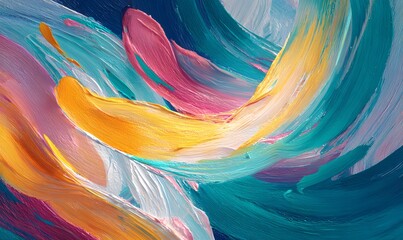 Wall Mural - album cover with vibrant abstract energy, swirling warm tones, with hints of turquoise or emerald. a