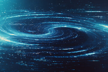 Wall Mural - Flow of blue particles spinning in smooth patterns, evoking continuous motion and digital energy, generative Ai