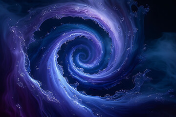 Wall Mural - Purple and blue cosmic vortex spinning in space, creating a sense of depth and mysterious cosmic energy, generative Ai