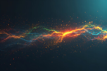 Wall Mural - Rays of energy spread across a dark space, creating a dramatic and visually striking effect, generative Ai
