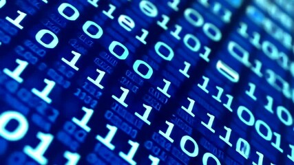 Binary Code Stream Abstract Background, Digital Data Flow Visualization