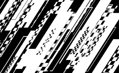 Wall Mural - Diagonal black and white fractured lines and shapes