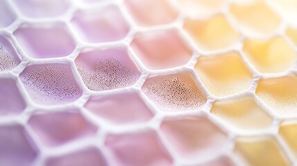 Abstract Honeycomb Structure with Pastel Gradients and Intricate Cell Detail, Macro Perspective