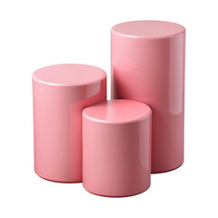 3d pink cylinders display stands isolated on transparent background