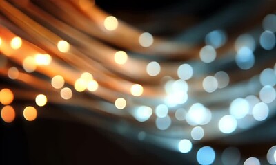Sticker - abstract digital background with colorful light streaks and fiber optic cables, representing fast da