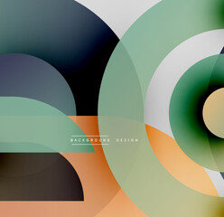 Poster - Abstract circles overlap, creating layered visual effect. Colors include orange, green, blue, gray. Modern design element.
