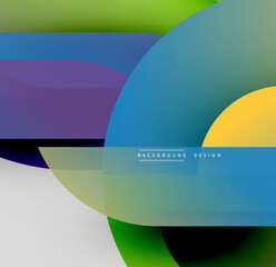 Poster - Abstract composition. Overlapping colorful shapes create dynamic visual effect. Gradient hues blend seamlessly, forming modern design.