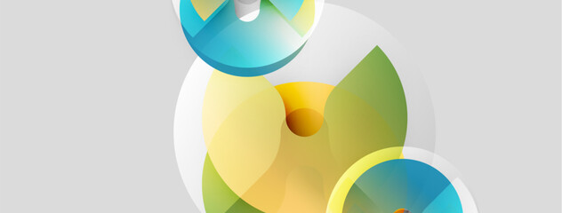 Poster - Abstract shapes overlap, creating vibrant color blends. Soft gradients suggest depth, light interplay. Modern design elements present clean aesthetic.