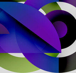 Poster - Abstract composition. Overlapping shapes, vibrant colors, dynamic curves create modern visual experience. Smooth gradients, bold contrasts.