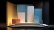 © KBL Sungkid - Stage set, geometric shapes, pastel colors, podium