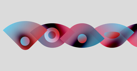Poster - Abstract waves, vibrant colors blend. Circles interlock, creating dynamic visual rhythm. Modern design, smooth gradients dominate composition.