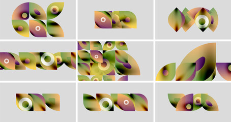Poster - Abstract colorful shapes arranged in grid. Smooth gradients, organic forms, modern design elements present. Minimalist aesthetic.