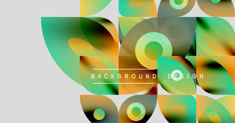 Poster - Abstract geometric shapes overlap, creating vibrant color gradients. Modern design elements suggest dynamic visual experience.